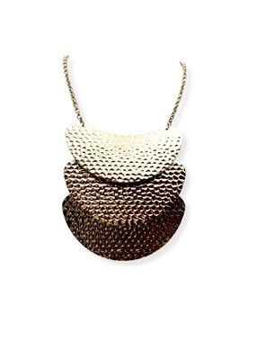 Forever 21 Jewelry Statement Couture Hammered Gold Crescent Layered Bib Necklace